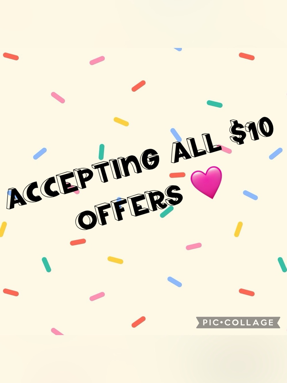 Accepting All Offers Graphic Collage Pink Heart on Cream